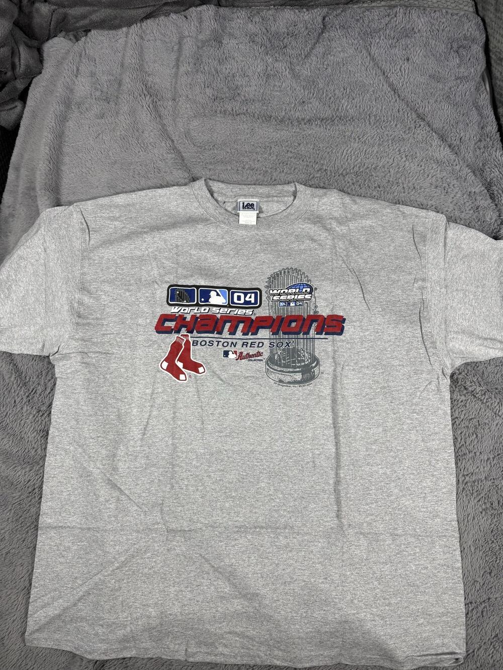 Vintage Boston Red Sox Shirt Mens 2XL Gray MLB Baseball Lee Sport Champs Tee